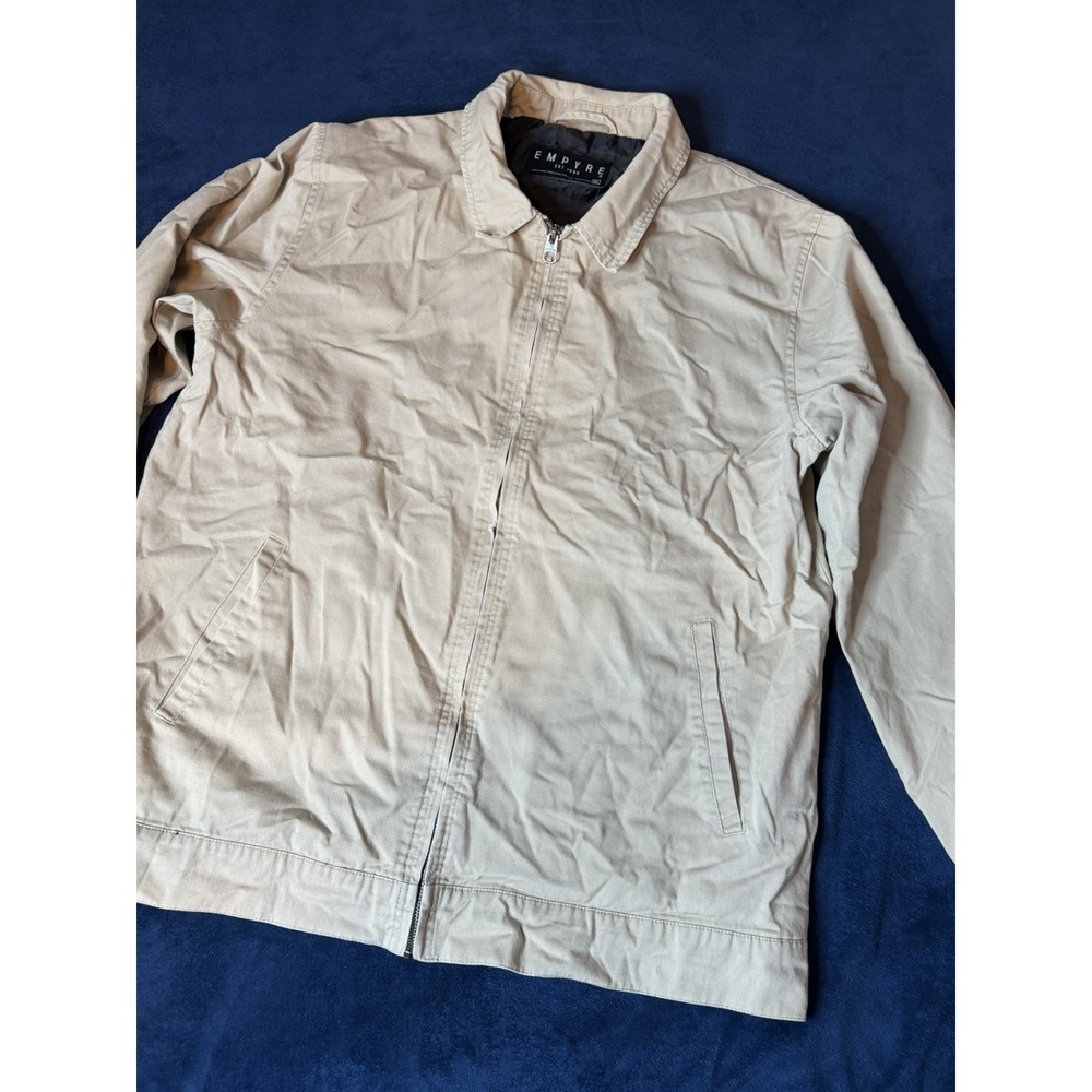 Empyre Beige Canvas Zip Up Jacket Mens XL Skate Streetwear Windbreaker Cotton